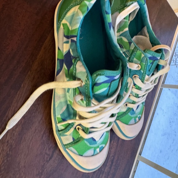 Coach  Teal and Lime Sneakers - Picture 2 of 9